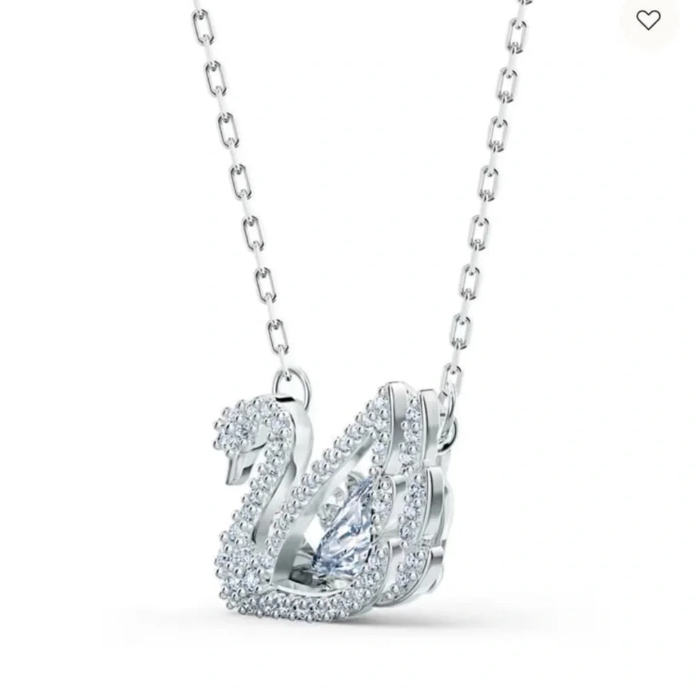 - Swan necklace white rhodium plated from swarovski